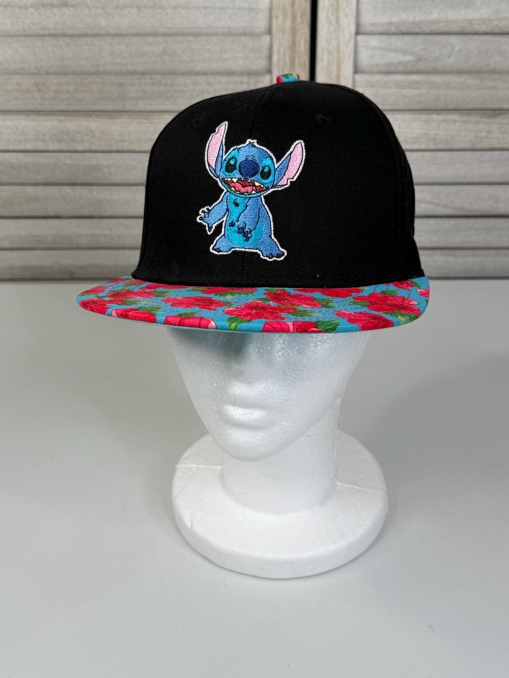 DISNEY Lilo & Stitch Floral Bill Embroidered Snapback Cap-Adult OS